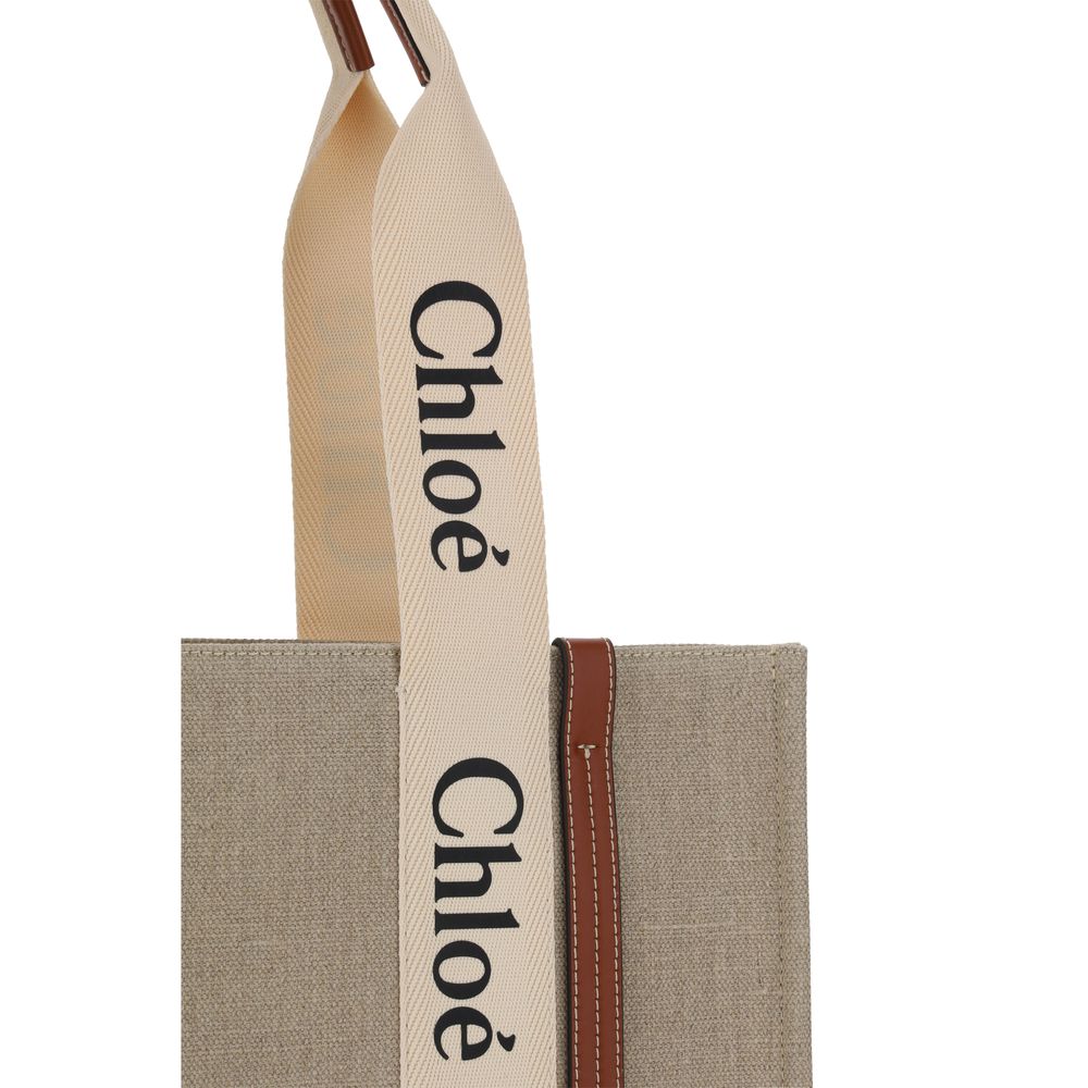 Chloé Beige Handväska i Linne