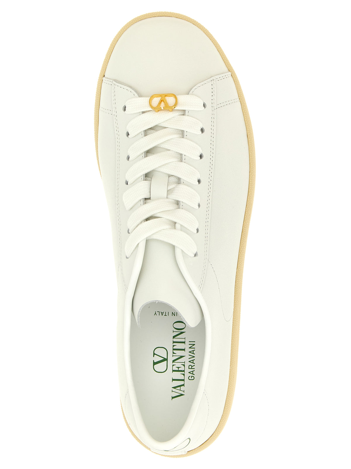 Valentino Garavani vita sneakers i kalvskinn med lågt skaft