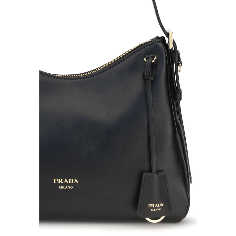 Prada Svart Kalvläder Bos Taurus Axelväska