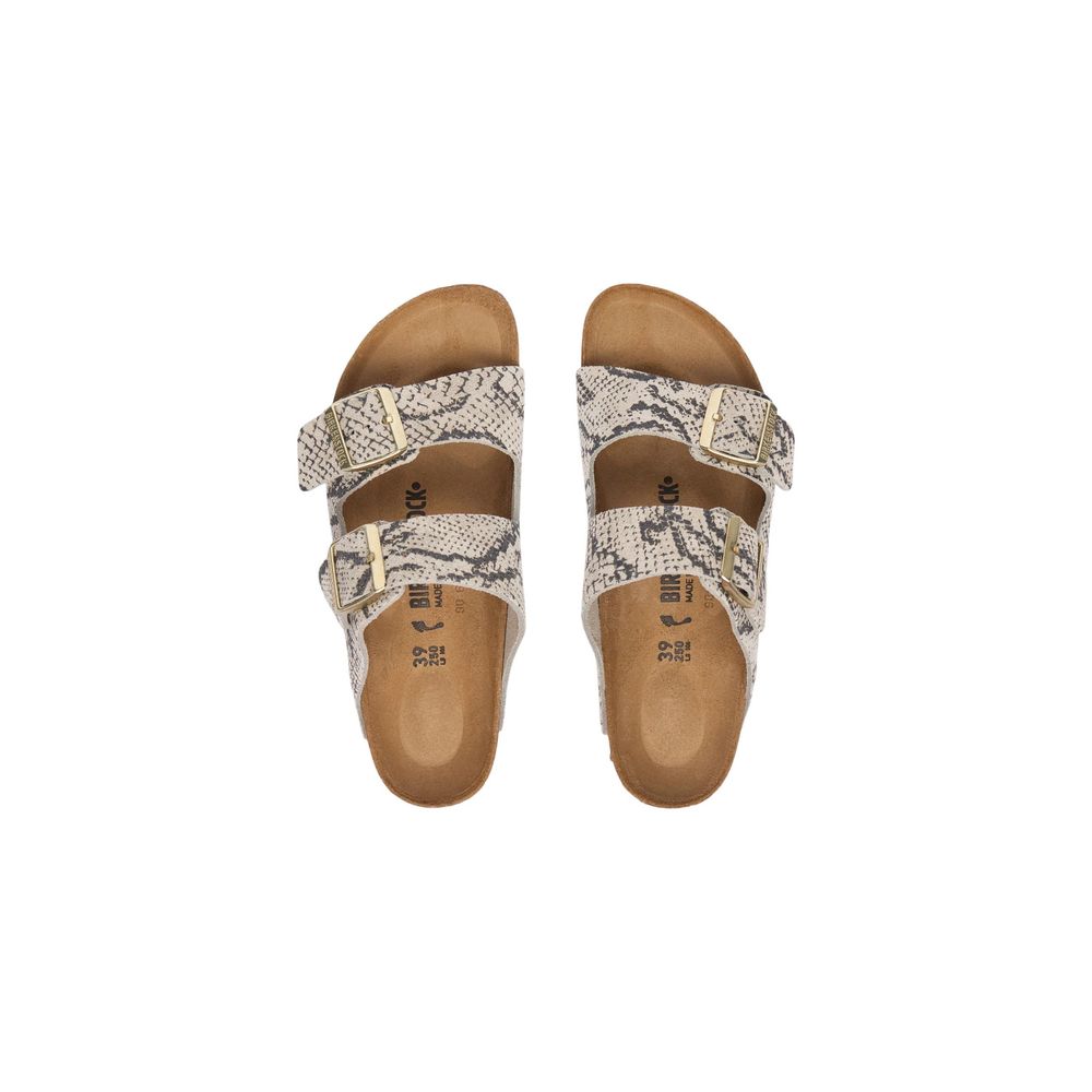 Birkenstock Grå Läder Platta Sandaler