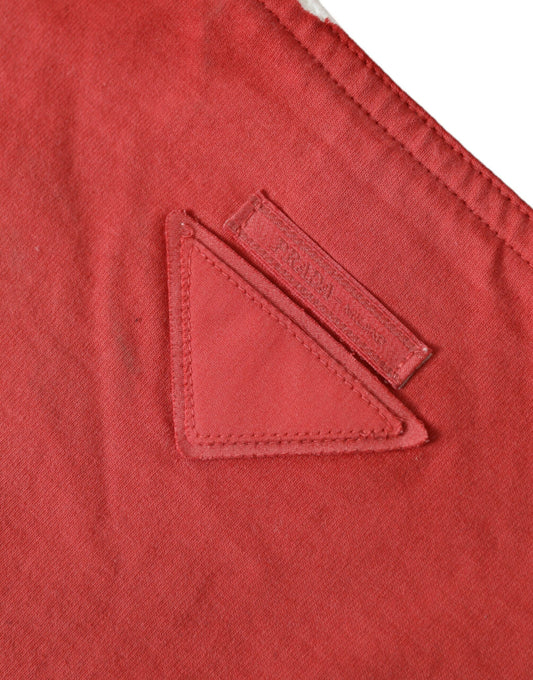 Prada Röd Jerseytyg Logotyp Axelremsväska
