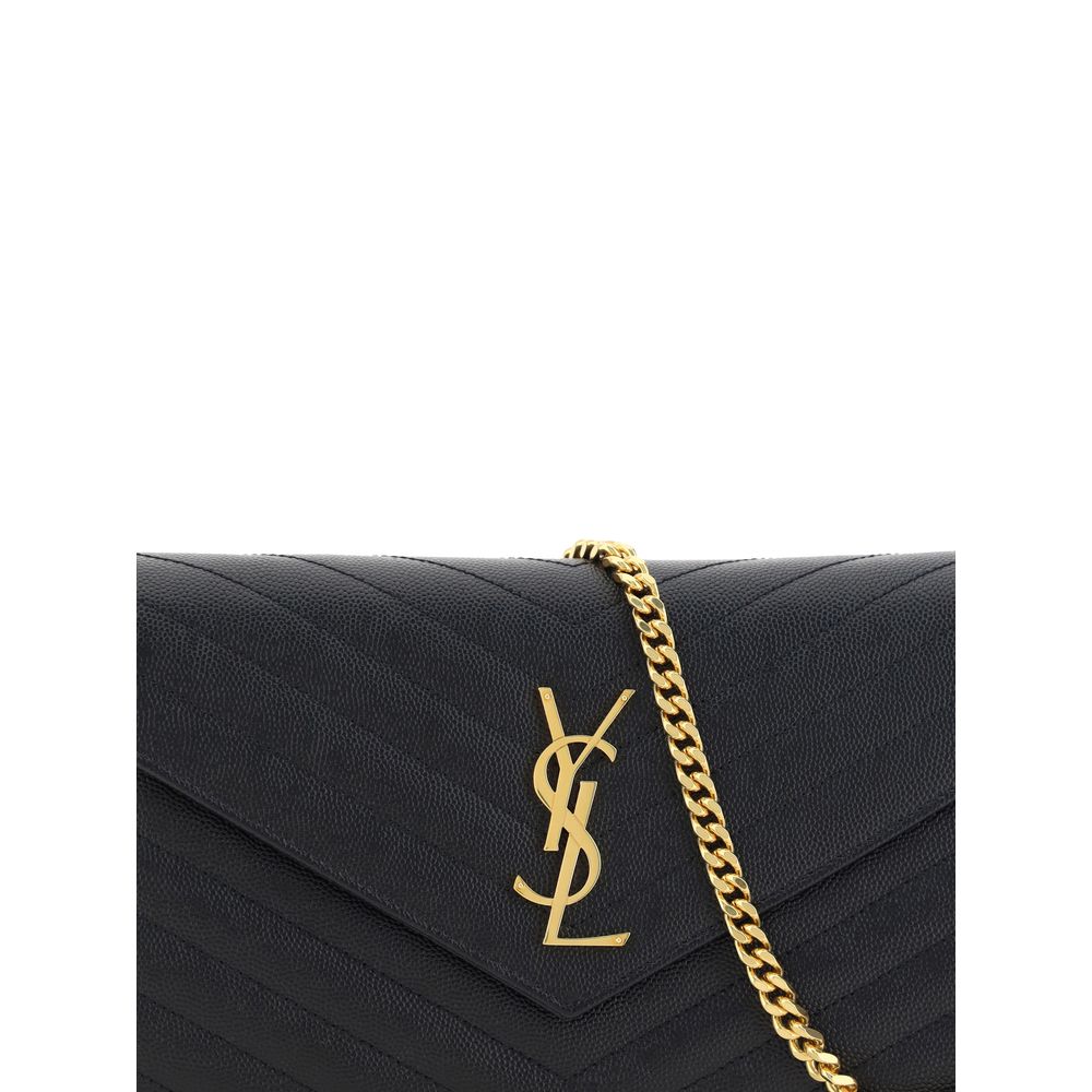 Saint Laurent Svart Kalvläder Bos Taurus Axelremsväska