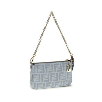Fendi Blue Cotton Clutch Bag