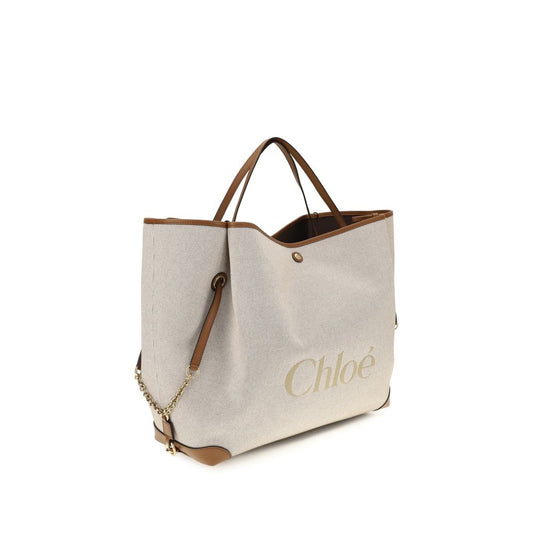 Chloé Beige Axelväska i Bomull
