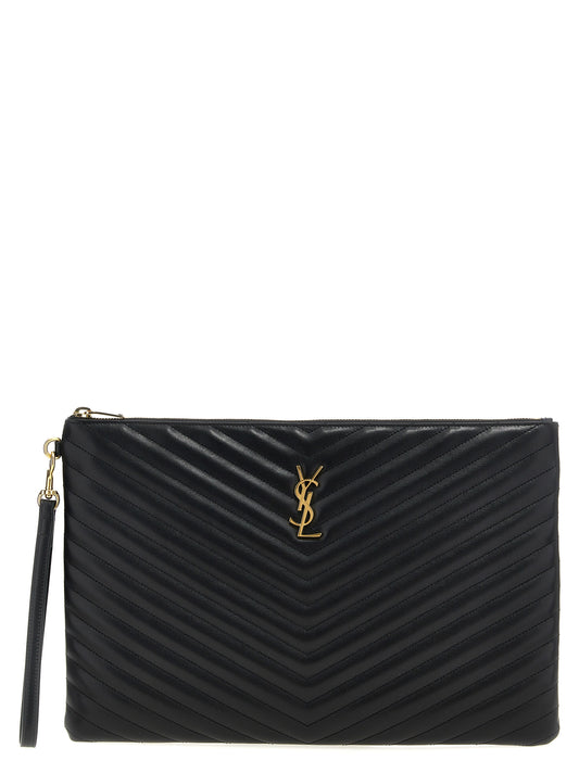 Saint Laurent Svart Clutchväska i Kalvskinn