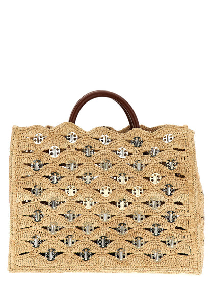 Paco Rabanne Beige Raffia Handbag