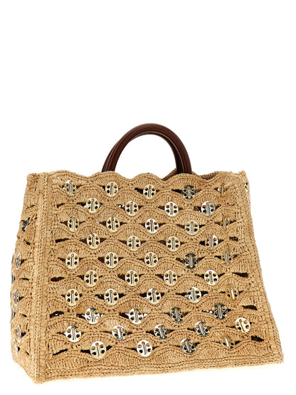 Paco Rabanne Beige Raffia Handbag