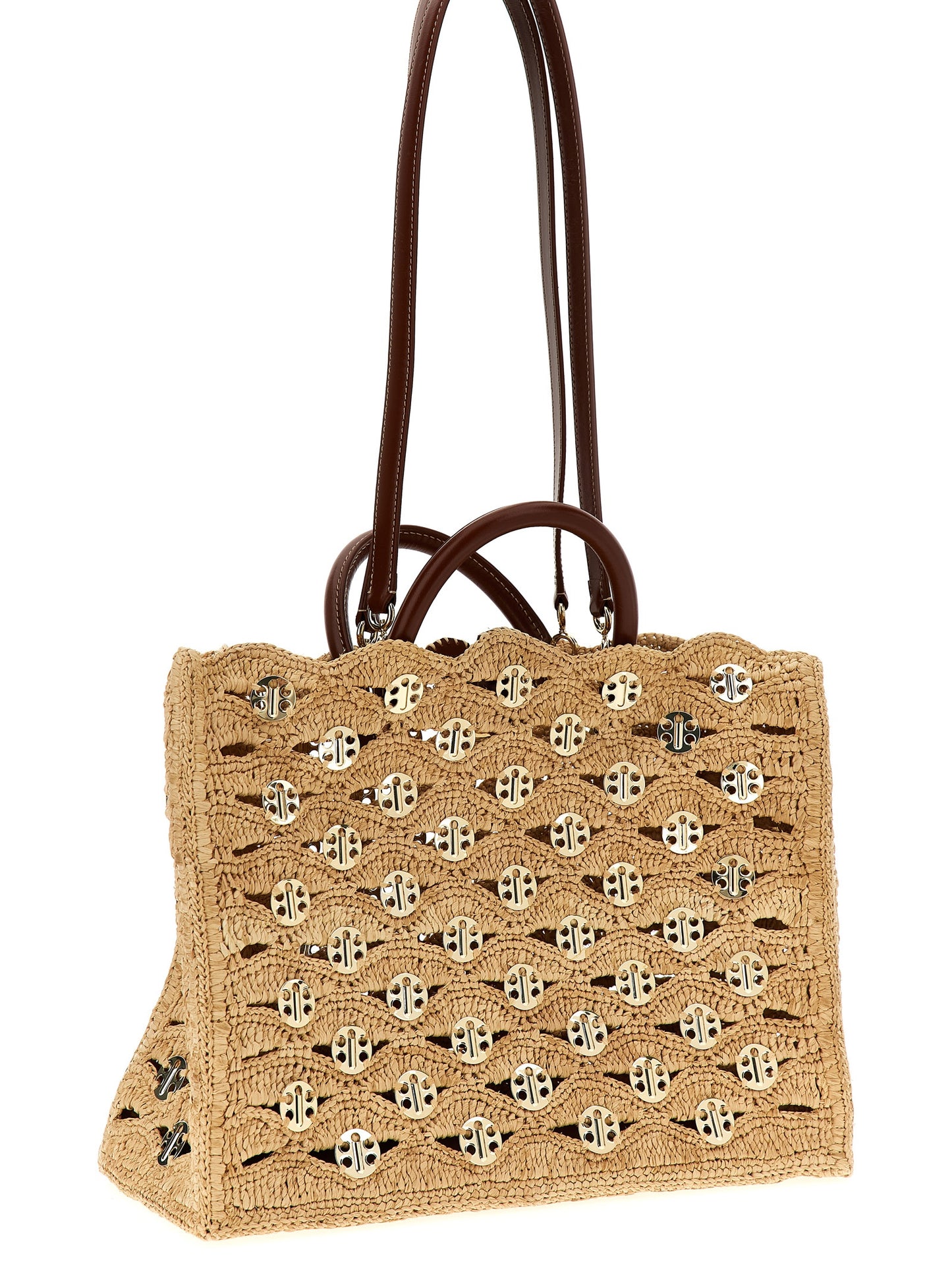 Paco Rabanne Beige Raffia Handbag