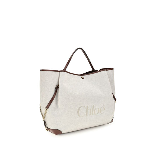 Chloé Beige Axelväska i Bomull