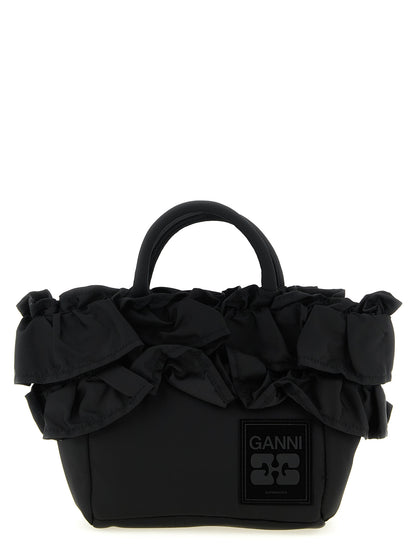 Bolso mini tote con volantes Ganni