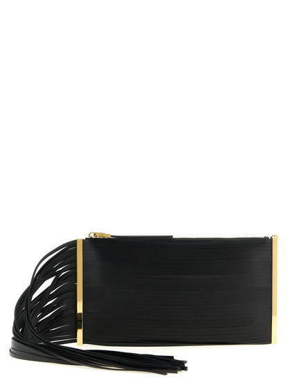 Elisabetta Franchi Fringed Clutch svart