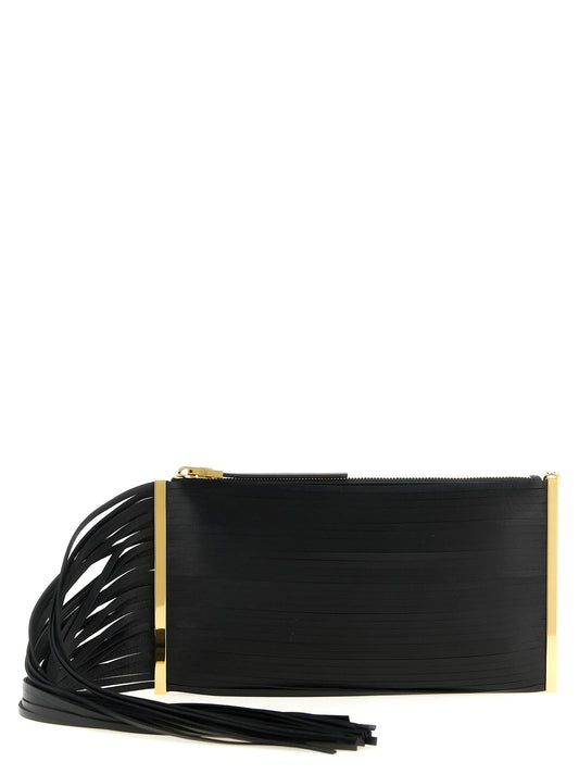 Elisabetta Franchi Fringed Clutch svart