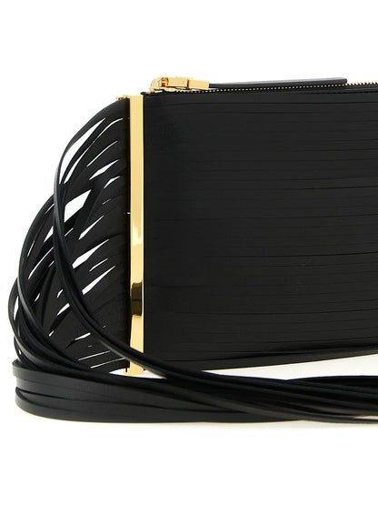 Elisabetta Franchi Fringed Clutch svart